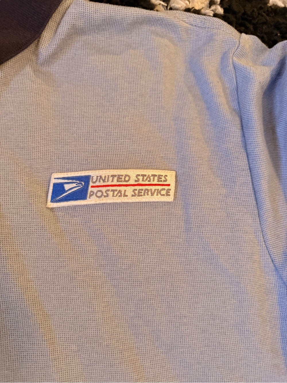 USPS Light Blue Polo with Navy Collar - Men's Short Sleeve - Picture 2 of 3